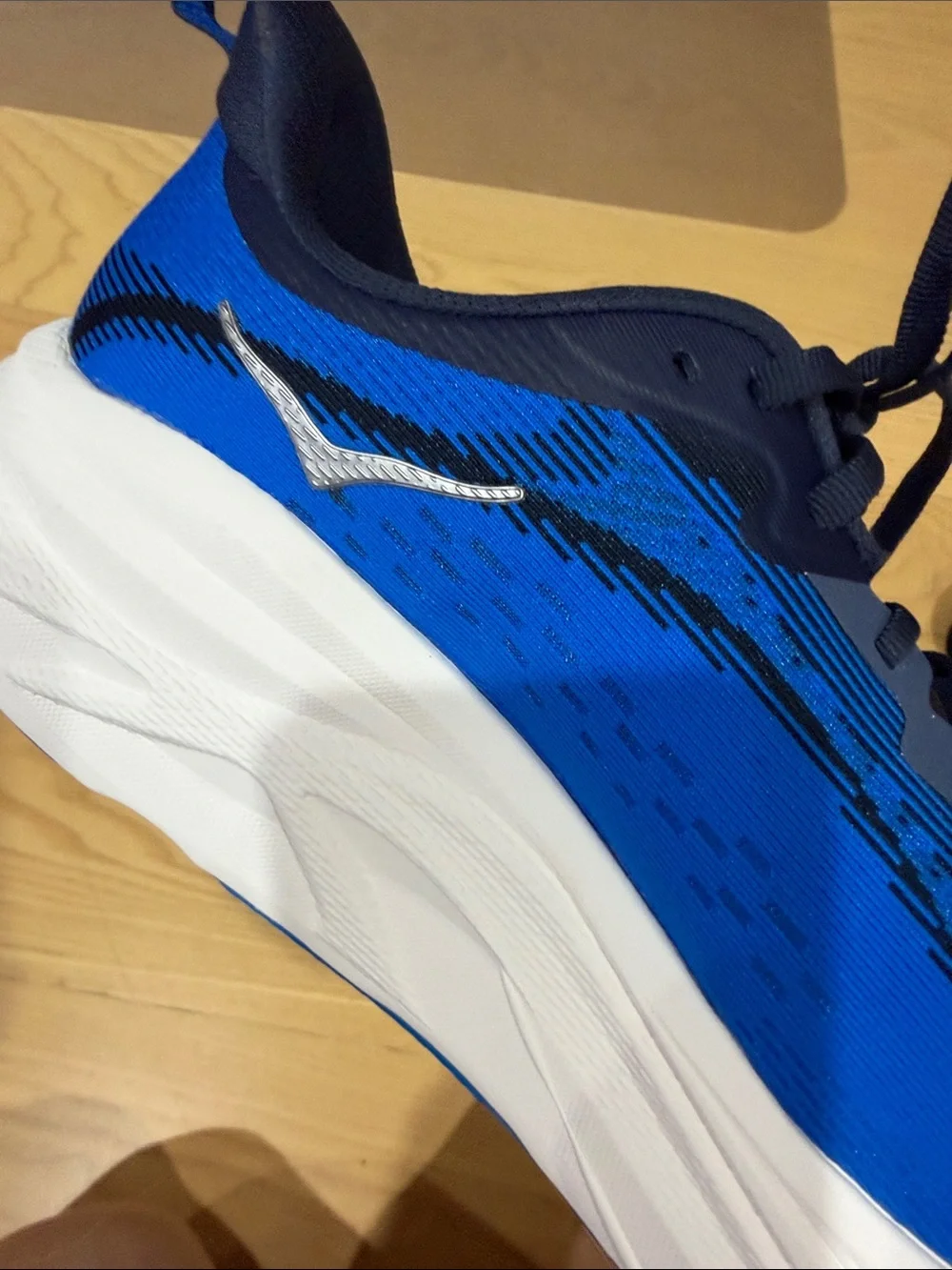 Hoka Men SkyFlow Blue with Neon Green Accent Running Sneakers